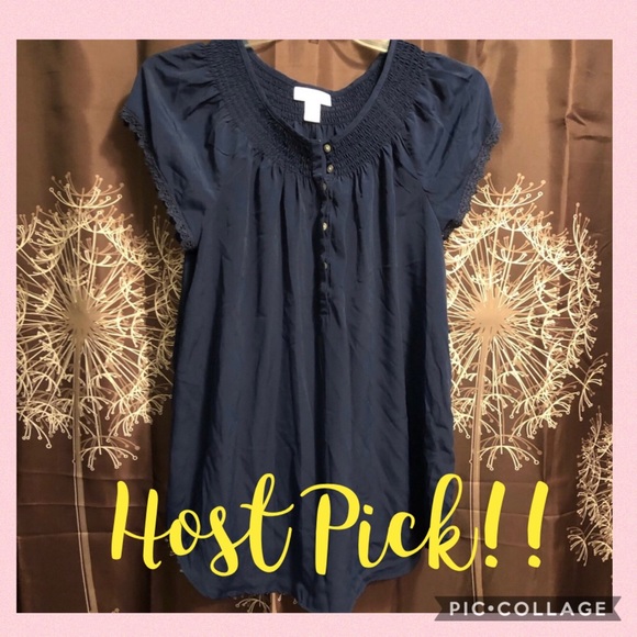 Motherhood Maternity Tops - MOTHERHOOD MATERNITY Navy Blue Blouse Top Shirt L